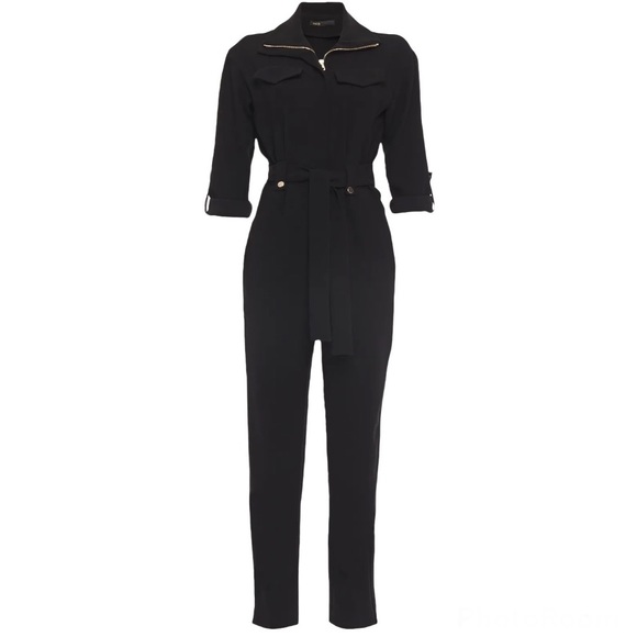 NWT Maje Papritea belted long sleeve crepe jumpsuit